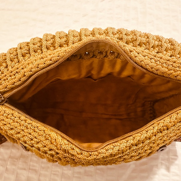 Crossbody Handmade Crochet Woven Khaki Bag NWOT - Picture 11 of 16